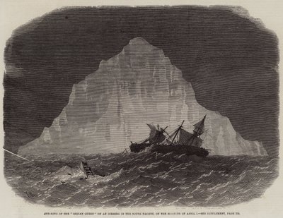 Das Auflaufen der Indian Queen auf einem Eisberg im Südpazifik am Morgen des 1. April von Edwin Weedon